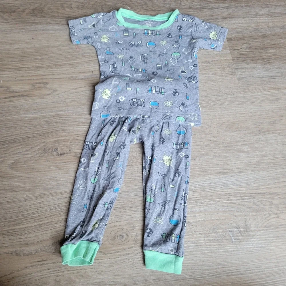 Carter's Pajamas Kids 18M Grey Science Genius STEM Snug Fit 2pc Set Sleepwear